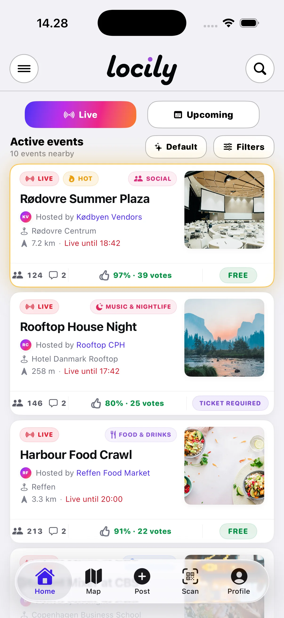 Locilys live eventfeed i iOS-appen